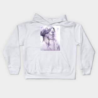 Portrait drawing of a Young Woman Kids Hoodie